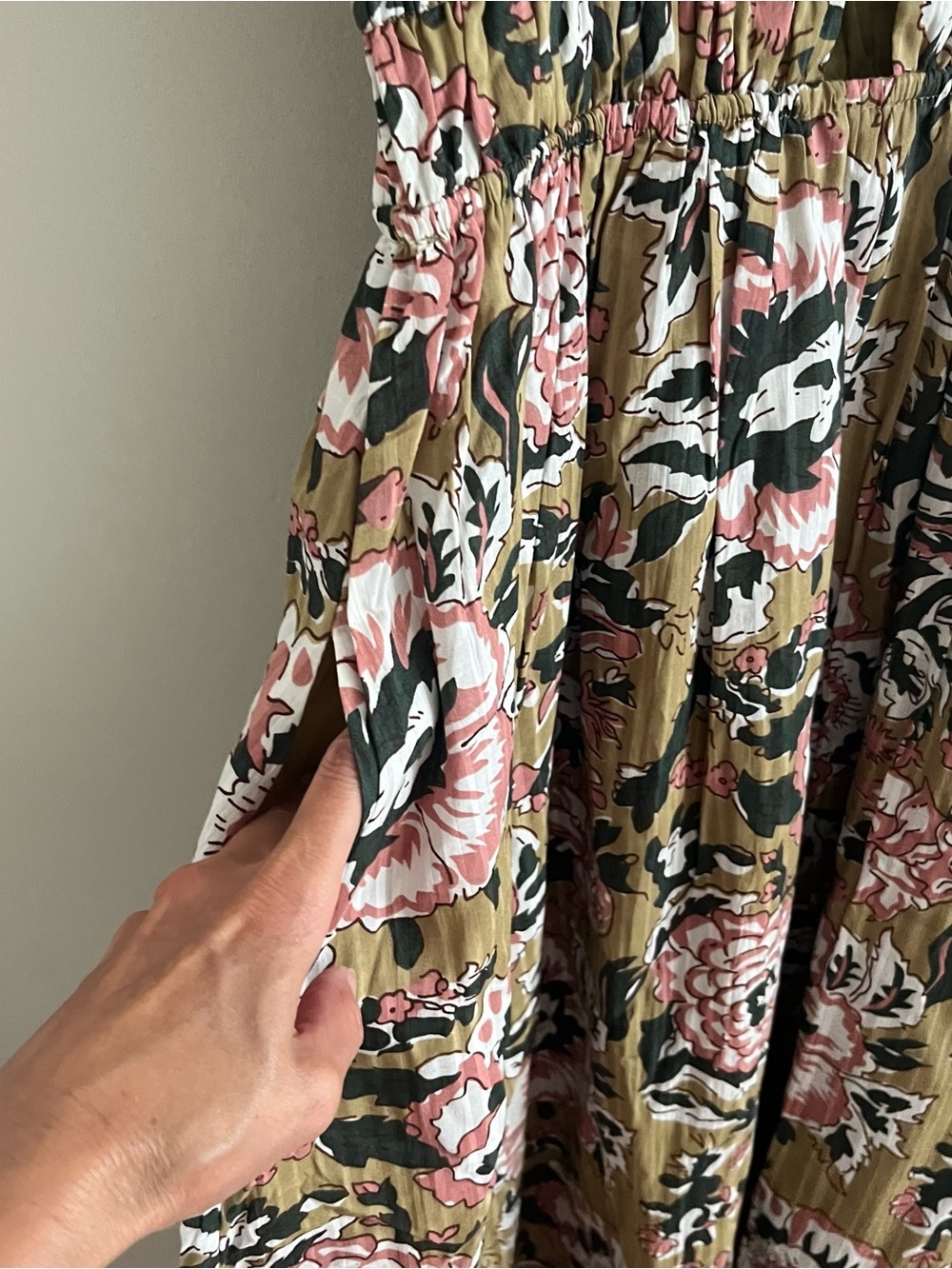 Caroline Constas Floral Midi Dress size L Green Pink NWT - Picture 6 of 10